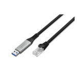 Imagen del cable Ethernet RJ45 Digitus USB 3.2 Gen1 con una velocidad de 1 Gbit/s y una longitud de 5 metros. SKU: AK-300600-050-S