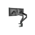 Soporte para dos monitores Digitus, compatible con pantallas de hasta 35 pulgadas, con capacidad para 2x 15 kg. SKU: DA-90427