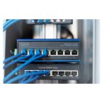 Imagen del conmutador de red Fast Ethernet de 8 puertos Digitus, industrial, no gestionado, con 1 enlace ascendente RJ45. SKU: DN-650106