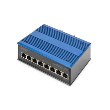 Imagen del conmutador de red Fast Ethernet de 8 puertos Digitus, industrial, no gestionado, con 1 enlace ascendente RJ45. SKU: DN-650106