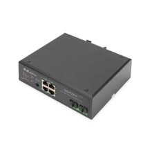 Conmutador PoE de red Gigabit Ethernet de Digitus, industrial, no gestionado, con 4 puertos y 2 enlaces ascendentes SFP, SKU DN-651109