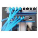 Digitus Conmutador de red Gigabit de 4 puertos, industrial, no gestionado, con 1 enlace ascendente RJ45 para alto rendimiento en entornos difíciles. SKU DN-651118.