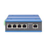 Digitus Conmutador de red Gigabit de 4 puertos, industrial, no gestionado, con 1 enlace ascendente RJ45 para alto rendimiento en entornos difíciles. SKU DN-651118.
