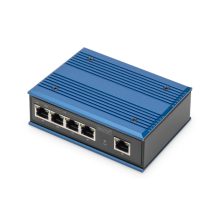 Digitus Conmutador PoE de red Gigabit de 4 puertos con 1 enlace ascendente RJ45, SKU DN-651120. Ideal para instalaciones industriales.