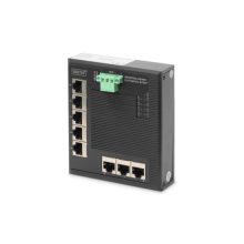 Digitus Conmutador de red Ethernet Gigabit de 8 puertos, modelo industrial plano y no gestionado, SKU DN-651127