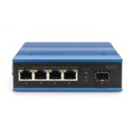 Conmutador PoE de red Gigabit Ethernet industrial Digitus con 4 puertos y enlace ascendente SFP. SKU DN-651135.