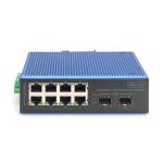 Conmutador industrial Fast Ethernet PoE de 8 puertos de Digitus, SKU DN-651147, diseñado para ambientes industriales