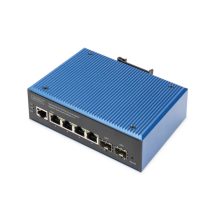 Digitus Conmutador PoE Gigabit Ethernet L2 gestionado con 4+2 puertos, adecuado para aplicaciones industriales. SKU: DN-651155