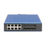 Switch gestionado Digitus DN-651160 L2/L3 de Gigabit Ethernet en colores negro y azul, con capacidades de 10/100/1000 Mbps