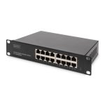 Foto del conmutador gigabit de 16 puertos no gestionado de Digitus, modelo DN-80115, ideal para redes pequeñas y medianas