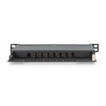 Imagen del Digitus CAT 6A Slim Patch Panel, blindado, con 8 puertos, de 0,5 U y 10 pulgadas, color negro. SKU: DN-91608S-SL-EA