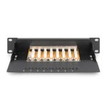 Panel de conexión Digitus CAT 6 apantallado que pertenece a la clase E, SKU DN-91608S, ideal para redes de alta velocidad y protección contra interferencias.