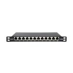 Digitus CAT 6A Slim Patch Panel, blindado, 12 puertos, 0,5 U y de 10 pulgadas, negro, SKU DN-91612S-SL-EA