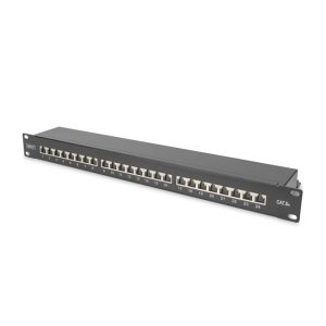 Panel de conexión Digitus CAT 6A apantallado de clase EA, SKU DN-91624S-EA-B. Ideal para redes de alta velocidad.