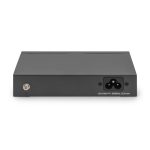 Imagen del producto Digitus Conmutador PoE Gigabit Ethernet, modelo DN-95330-1, con 4 puertos PoE y 1 puerto Uplink, capacidad total de 60 W