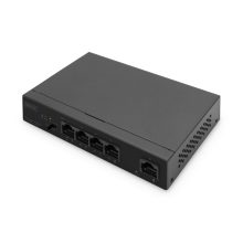 Imagen del producto Digitus Conmutador PoE Gigabit Ethernet, modelo DN-95330-1, con 4 puertos PoE y 1 puerto Uplink, capacidad total de 60 W