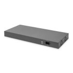 Switch Ethernet de 16 puertos Digitus con capacidad PoE, montaje en rack de 19 pulgadas, no gestionado y con 2 uplinks. SKU DN-95342-1