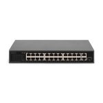 Imagen del conmutador Digitus PoE Fast Ethernet con 24 puertos y 2 enlaces ascendentes Gigabit. SKU: DN-95356.