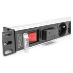 Digitus Socket strip DN-95407-FR with aluminum profile, 7-way CEE 7/5 sockets, 2 meter cable, surge protection and switch