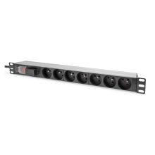 Digitus Socket strip DN-95407-FR with aluminum profile, 7-way CEE 7/5 sockets, 2 meter cable, surge protection and switch