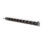 Imagen del producto Digitus DN-95437, una unidad de distribución de energía PDU con 9 salidas AC, de 1U, en colores negro y plata. SKU: DN-95437
