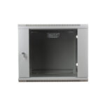 Armario rack para montaje en pared de la marca Digitus, modelo DN-WU19 09U/600, con capacidad de 9U, color gris y puerta de vidrio.