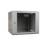 Armario rack para montaje en pared de la marca Digitus, modelo DN-WU19 09U/600, con capacidad de 9U, color gris y puerta de vidrio.