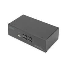 Imagen del Digitus Conmutador KVM de 4 puertos con pantalla dual, compatible con 4K y conexión DisplayPort. SKU: DS-12882