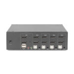 Imagen del Digitus Conmutador KVM de 4 puertos con pantalla dual, compatible con 4K y conexión DisplayPort. SKU: DS-12882