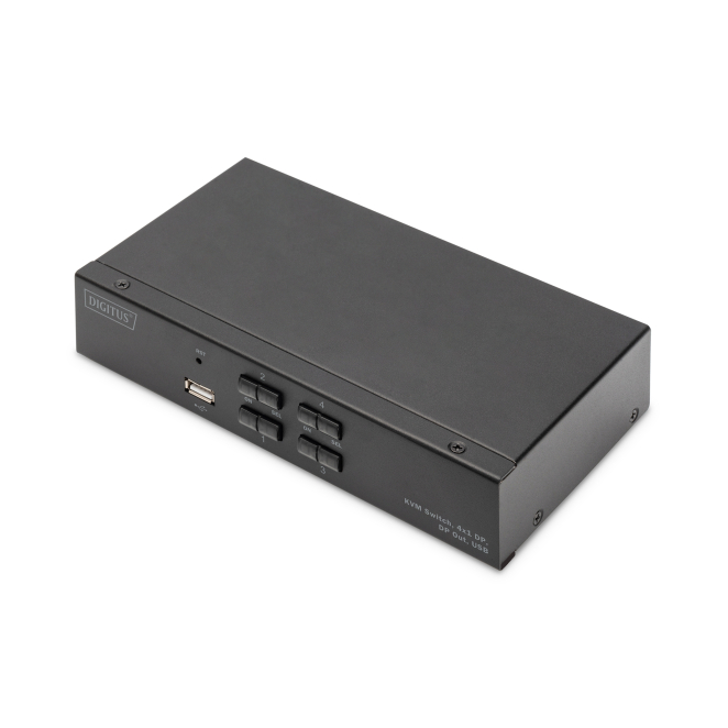Digitus Conmutador KVM, 4x1 DP, DP Out, USB 3 Digitus KVM frontal con USB