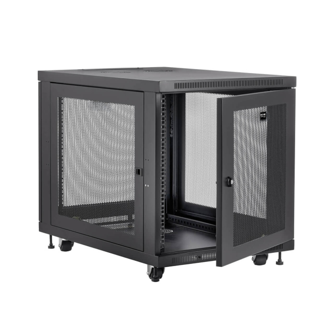 Tripp Lite SR12UB Gabinete de 12U Profundo Smartrack 2 Tripp Lite SR12UB Gabinete de 12U mostrando la ventilación y accesibilidad.