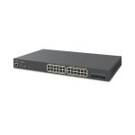 EnGenius ECS2528FP switch gestionado L2+ Gigabit Ethernet (10/100/1000), con función de energía sobre Ethernet (PoE) en color negro. SKU: ECS2528FP.