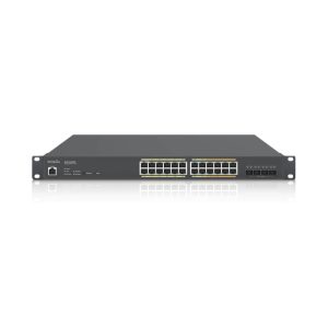 EnGenius ECS2528FP switch gestionado L2+ Gigabit Ethernet (10/100/1000), con función de energía sobre Ethernet (PoE) en color negro. SKU: ECS2528FP.