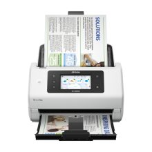 Escáner Epson WorkForce DS-900WN con alimentación por hojas, resolución de 600 x 600 DPI, tamaño A4, color blanco. SKU: B11B276401.