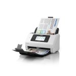 Escáner Epson WorkForce DS-900WN con alimentación por hojas, resolución de 600 x 600 DPI, tamaño A4, color blanco. SKU: B11B276401.