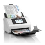 Escáner Epson WorkForce DS-900WN con alimentación por hojas, resolución de 600 x 600 DPI, tamaño A4, color blanco. SKU: B11B276401.