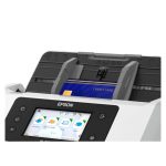 Escáner Epson WorkForce DS-900WN con alimentación por hojas, resolución de 600 x 600 DPI, tamaño A4, color blanco. SKU: B11B276401.