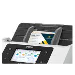 Escáner Epson WorkForce DS-900WN con alimentación por hojas, resolución de 600 x 600 DPI, tamaño A4, color blanco. SKU: B11B276401.