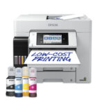 Impresora multifunción Epson EcoTank Pro ET-5885 con inyección de tinta, resolución de 4800 x 2400 DPI y velocidad de 25 ppm. WiFi integrado. SKU C11CJ28405