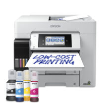 Impresora multifunción Epson EcoTank Pro ET-5885 con inyección de tinta, resolución de 4800 x 2400 DPI y velocidad de 25 ppm. WiFi integrado. SKU C11CJ28405