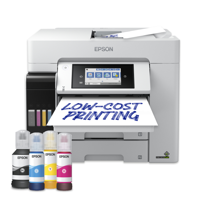 Epson EcoTank Pro ET-5885 multifunción con impresión de alta resolución y conectividad Wifi Impresora multifunción Epson EcoTank Pro ET-5885 con inyección de tinta, resolución de 4800 x 2400 DPI y velocidad de 25 ppm. WiFi integrado. SKU C11CJ28405