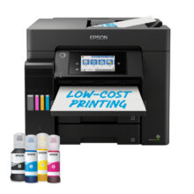 Impresora Epson EcoTank ET-5855 de inyección de tinta, resolución de 4800 x 2400 DPI, 25 ppm, conectividad WiFi, SKU C11CJ29406