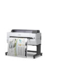 Vista de la impresora inalámbrica Epson SureColor SC-T5405 con soporte, modelo SKU C11CJ56301A0, ideal para impresiones de alta calidad.