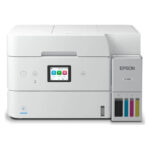 Vista frontal de la impresora Epson EcoTank ET-4956 con impresión de inyección de tinta, resolución de 4800 x 1200 DPI, velocidad de 35 ppm y conectividad Wifi. SKU: C11CL40403