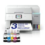 Vista frontal de la impresora Epson EcoTank ET-4956 con impresión de inyección de tinta, resolución de 4800 x 1200 DPI, velocidad de 35 ppm y conectividad Wifi. SKU: C11CL40403