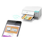 Vista lateral de la impresora multifuncional Epson EcoTank L4366 A4 con resolución de 4800 x 1200 DPI, velocidad de impresión de 33 ppm y conectividad Wifi. SKU: C11CL41409.