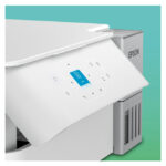 Vista lateral de la impresora multifuncional Epson EcoTank L4366 A4 con resolución de 4800 x 1200 DPI, velocidad de impresión de 33 ppm y conectividad Wifi. SKU: C11CL41409.