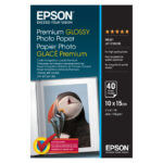 Imagen del papel fotográfico Epson Premium Glossy en tamaño 10x15 cm con 40 hojas, SKU C13S042153.
