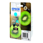 Epson Kiwi Singlepack Cyan 202XL Claria Premium Ink, high-capacity ink cartridge, SKU C13T02H24010, for vivid and durable prints.
