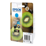 Epson Kiwi Singlepack Cyan 202XL Claria Premium Ink, high-capacity ink cartridge, SKU C13T02H24010, for vivid and durable prints.